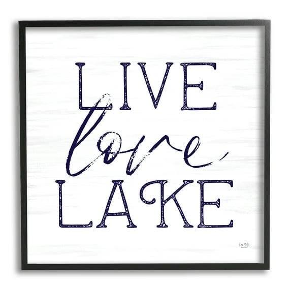 Stupell Live Love Lake Rustic Nautical Landscape Painting Black Framed Art Print Wall Art