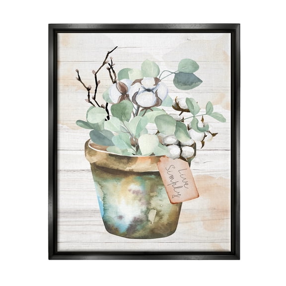 Stupell Live Simply Potted Eucalyptus Plant Botanical & Floral Painting Black Floater Framed Art Print Wall Art