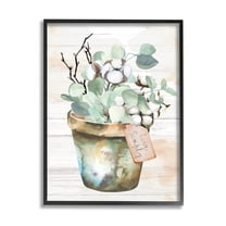 Stupell Live Simply Potted Eucalyptus Plant Botanical & Floral Painting Black Framed Art Print Wall Art