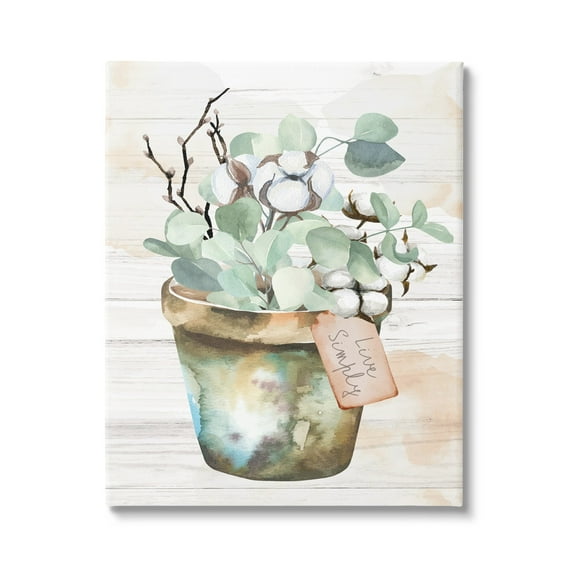 Stupell Live Simply Potted Eucalyptus Plant Botanical & Floral Painting Gallery Wrapped Canvas Print Wall Art