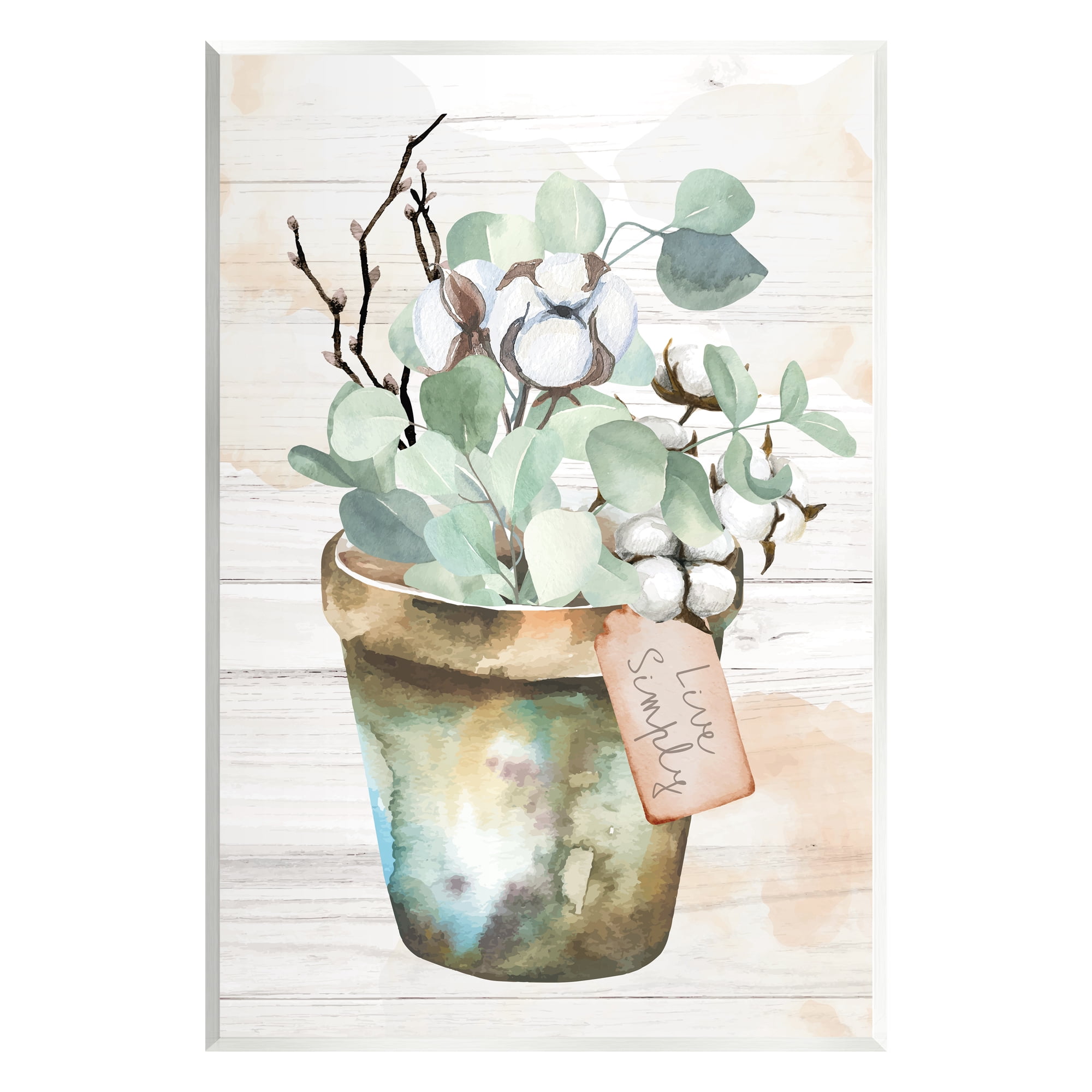 Stupell Live Simply Potted Eucalyptus Plant Botanical & Floral Painting Wall Plaque Unframed Art Print Wall Art