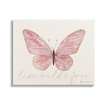 Stupell Live Wild & Free Pink Butterfly Animals & Insects Painting Gallery Wrapped Canvas Print Wall Art
