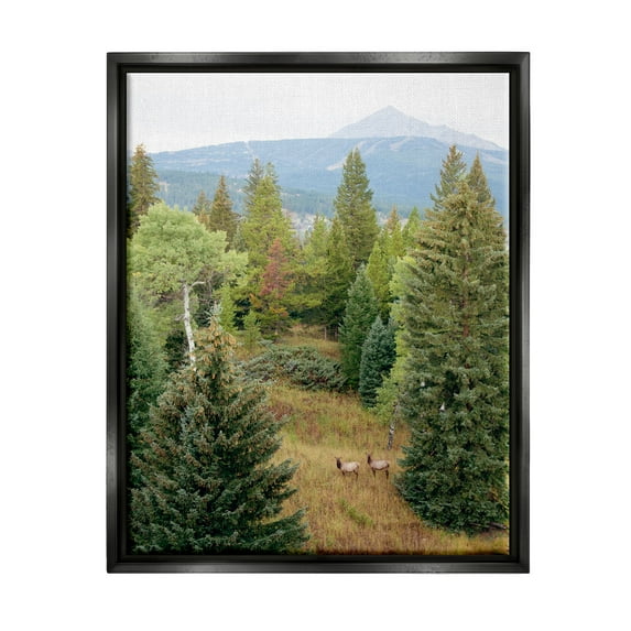 Stupell Lone Peak Mountain Deer Wildlife Landscape Photography Black Floater Framed Art Print Wall Art