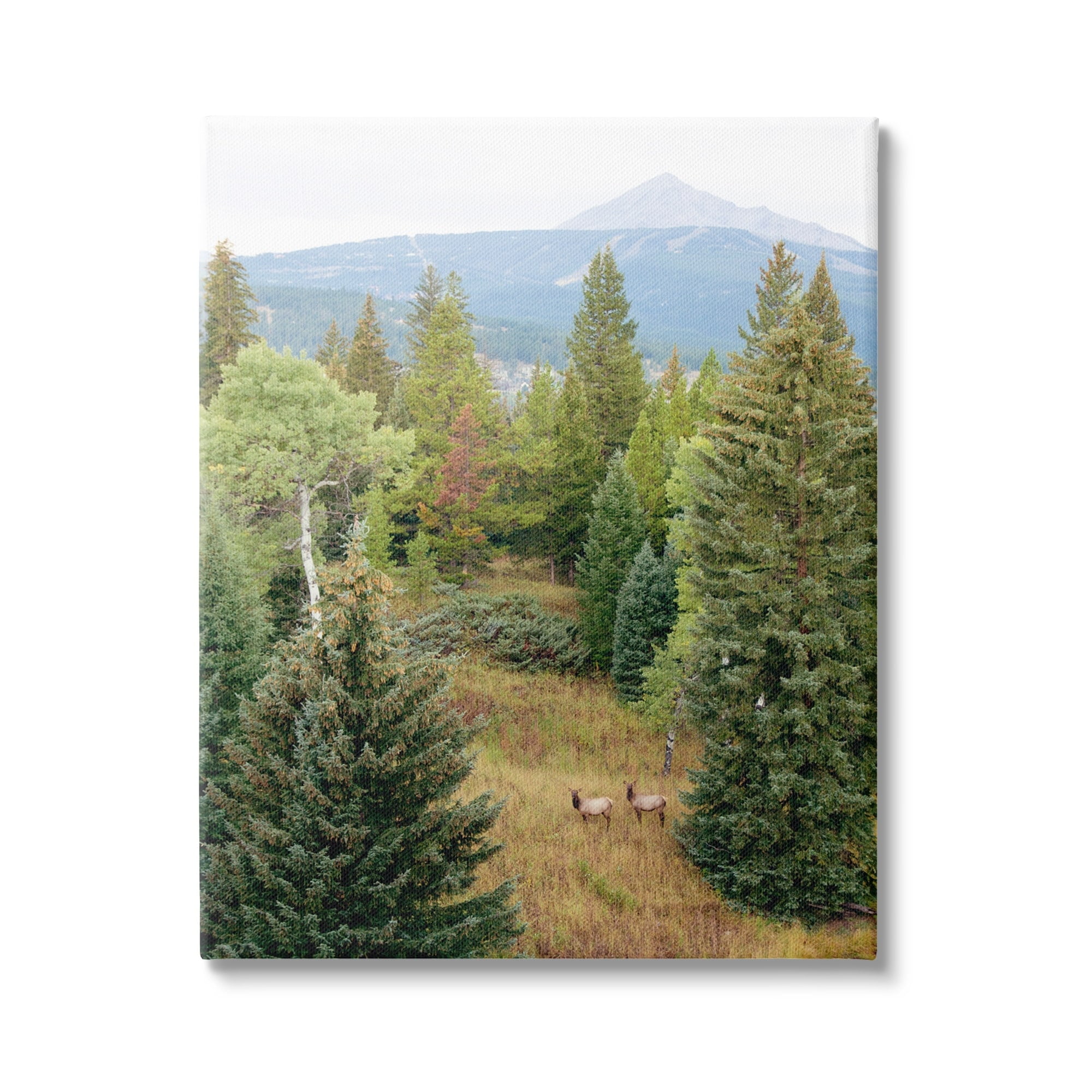 Stupell Lone Peak Mountain Deer Wildlife Landscape Photography Gallery Wrapped Canvas Print Wall Art