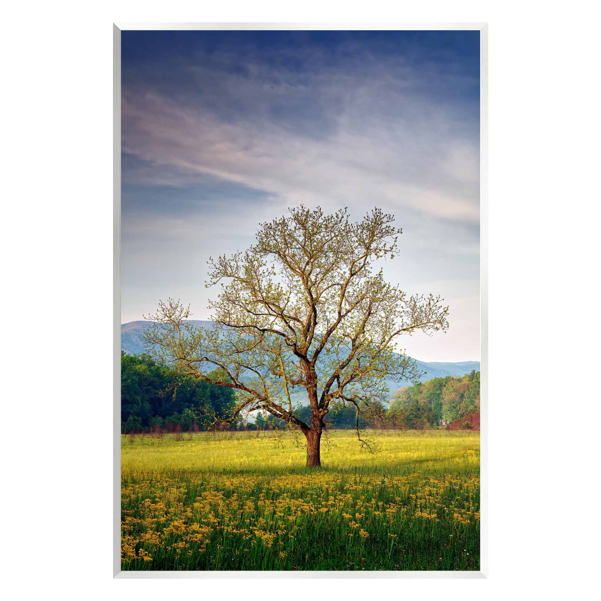 Stupell Lone Tree Wildflower Meadow Landscape Photography Wall Plaque Unframed Art Print Wall Art