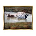 thumbnail image 1 of Stupell Longhorn Cattle Bathing Rural Pond Animals & Insects Painting Gold Floater Framed Art Print Wall Art, 1 of 9