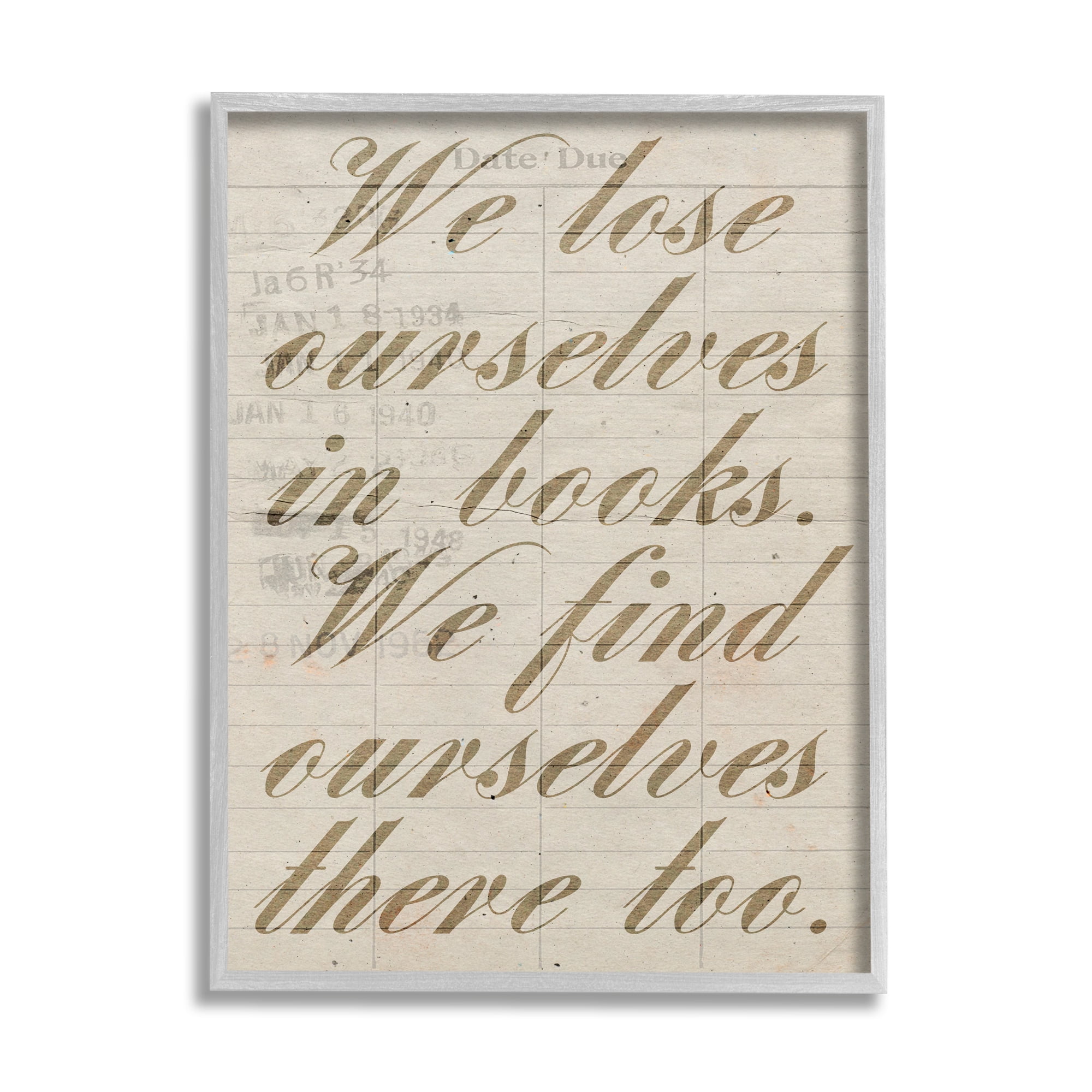 Stupell Lose & Find Ourselves In Books Phrase Inspirational Painting Gray Framed Art Print Wall Art