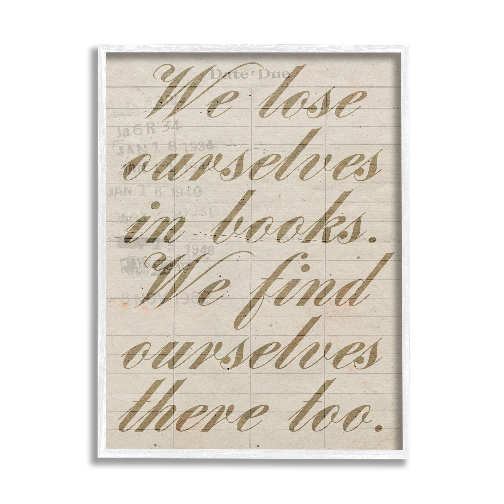Stupell Lose & Find Ourselves In Books Phrase Inspirational Painting White Framed Art Print Wall Art