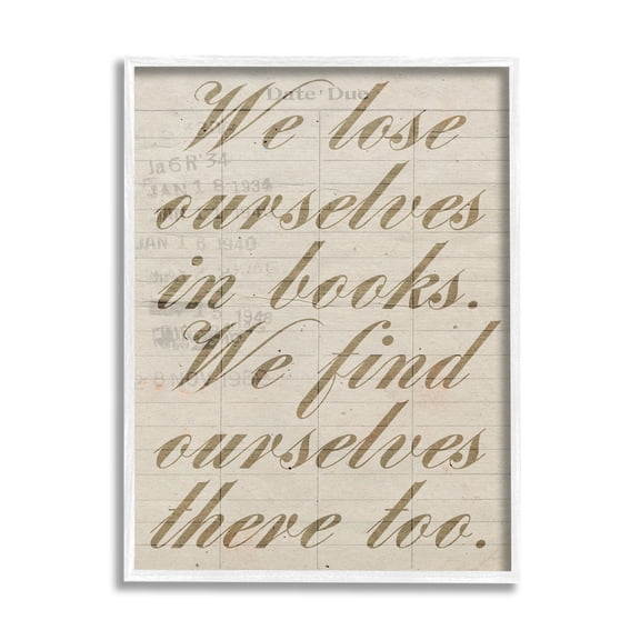 Stupell Lose & Find Ourselves In Books Phrase Inspirational Painting White Framed Art Print Wall Art