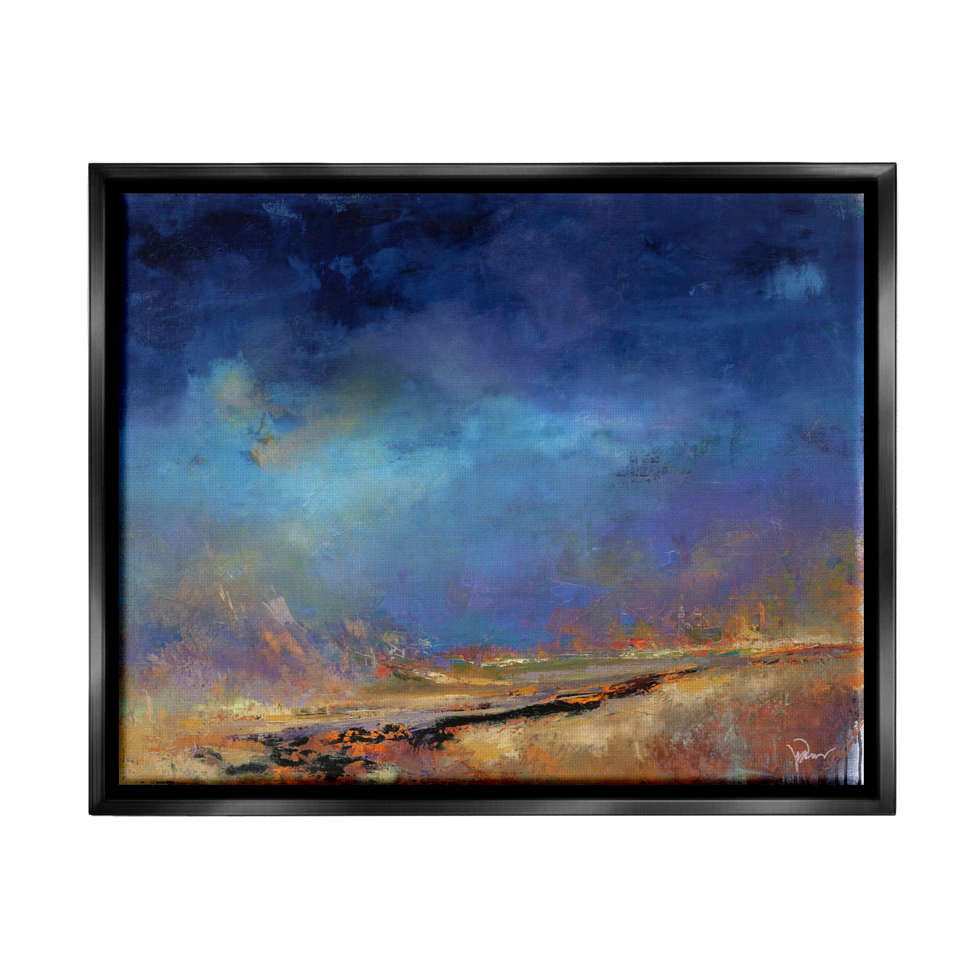 Stupell Lost Land Abstract Landscape Abstract Painting Black Floater Framed Art Print Wall Art