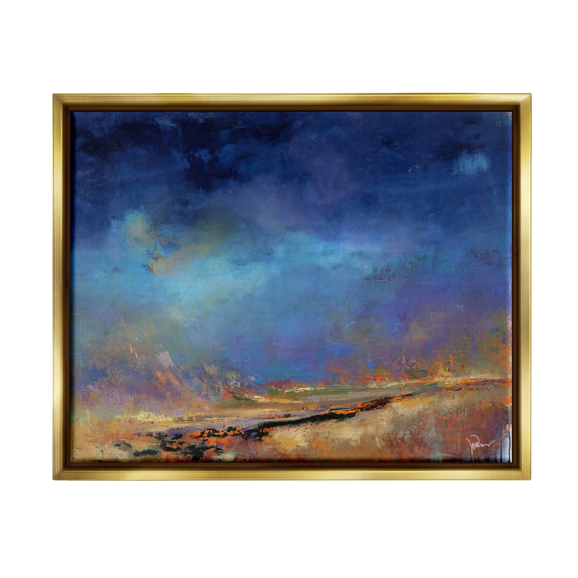 Stupell Lost Land Abstract Landscape Abstract Painting Gold Floater Framed Art Print Wall Art