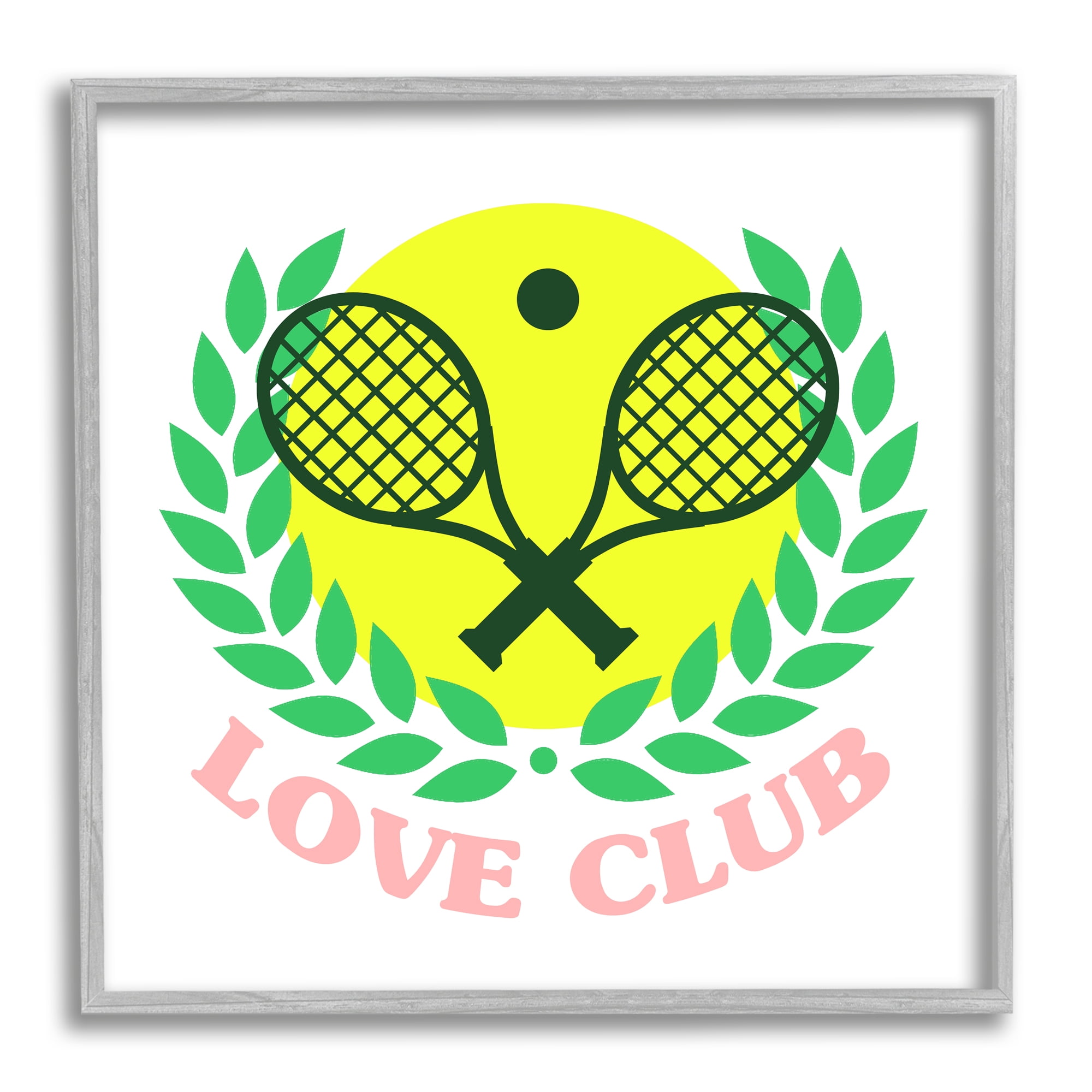 Stupell Love Club Tennis Rackets Sports Sports Painting Gray Framed Art Print Wall Art