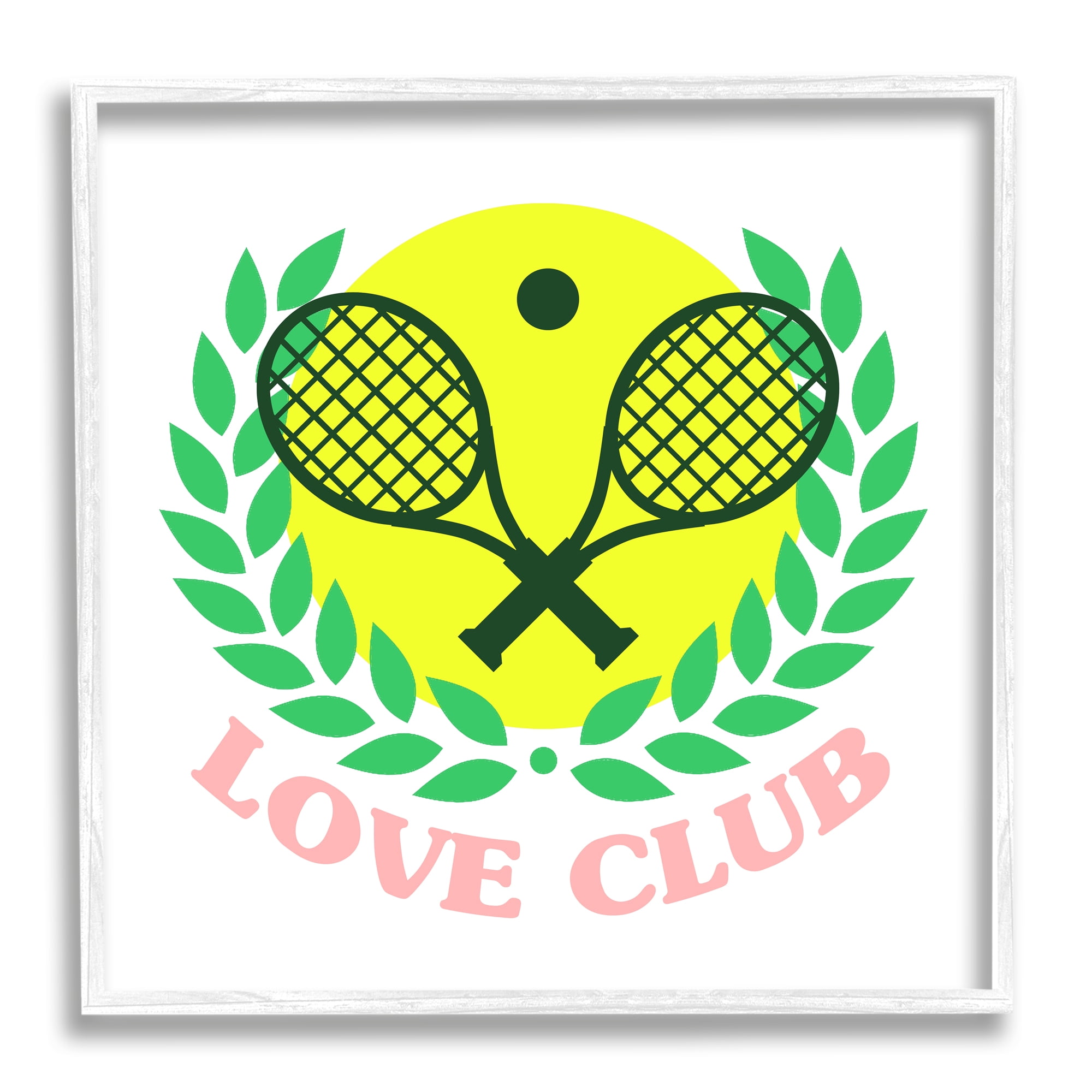 Stupell Love Club Tennis Rackets Sports Sports Painting White Framed Art Print Wall Art