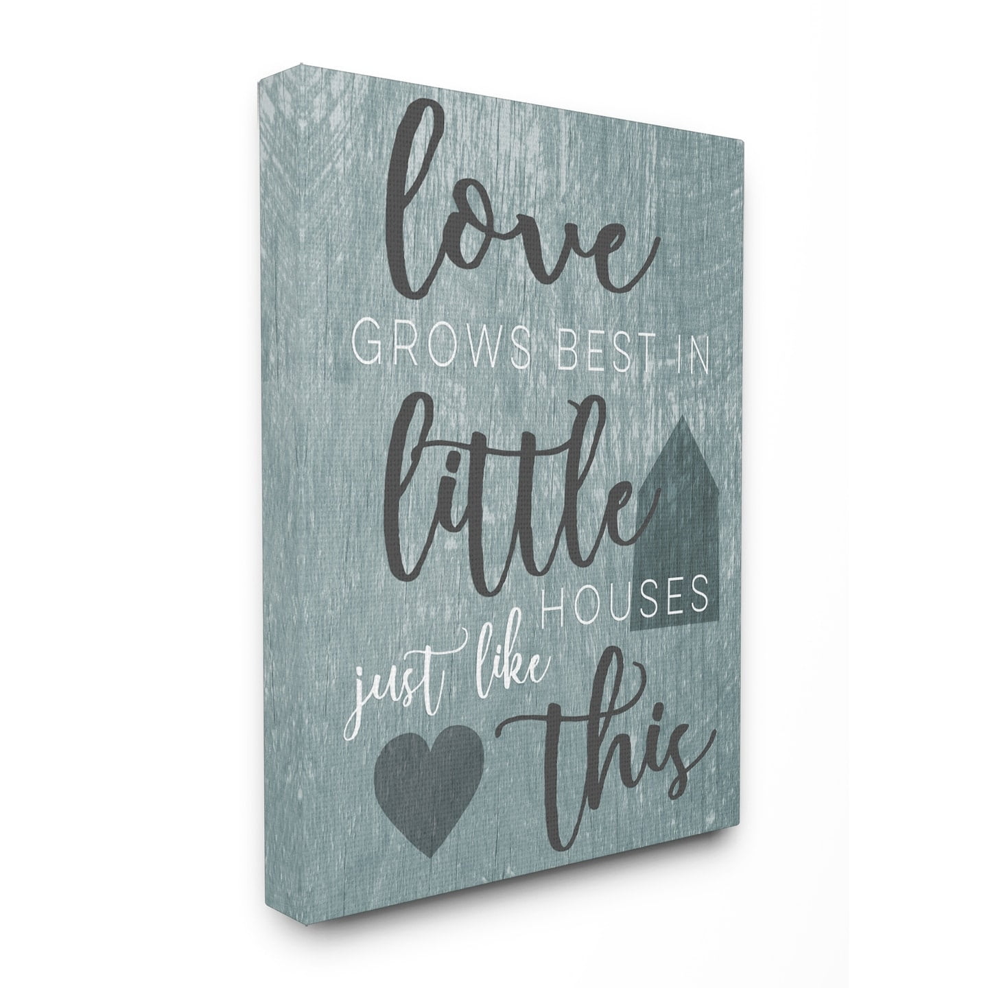 Stupell  Love Grows Best Grey Illustration Stretched Canvas Art 24 x 30