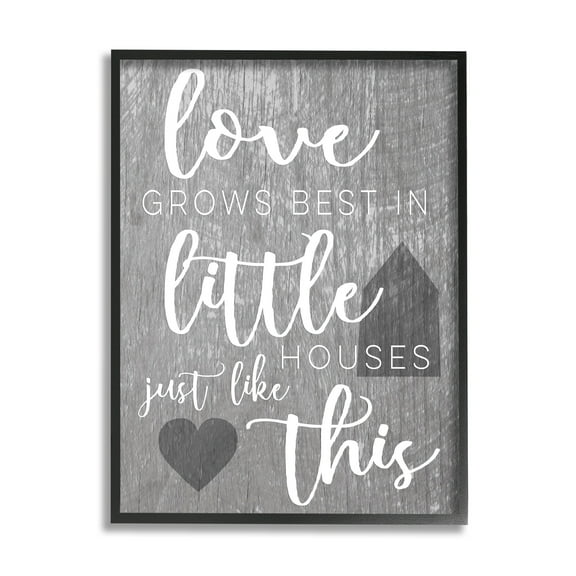 Stupell  Love Grows Best in Little Houses Framed Giclee Texturized Art Black Framed - 11 x 14