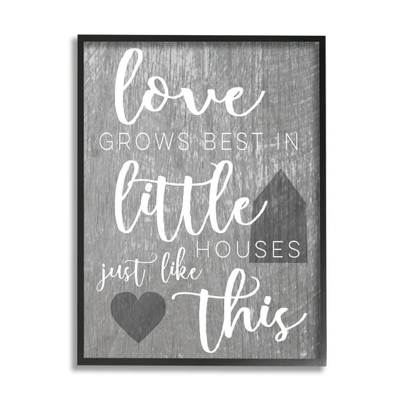 Stupell Love Grows Best in Little Houses Framed Giclee Texturized Art Black Framed - 16 x 20