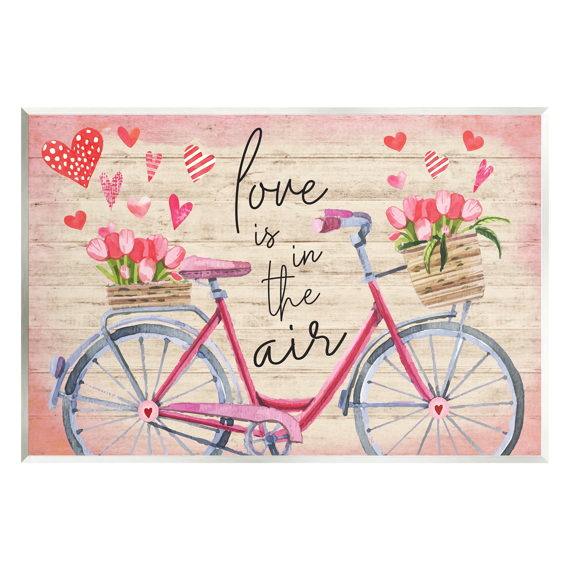 Stupell Love In The Air Tulip Bike Basket Holiday Painting Wall Plaque Unframed Art Print Wall Art