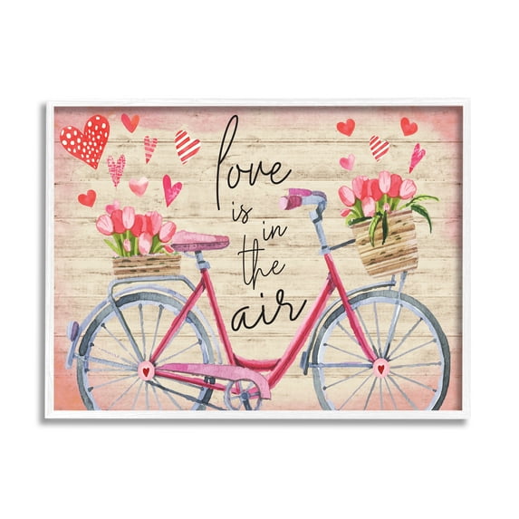 Stupell Love In The Air Tulip Bike Basket Holiday Painting White Framed Art Print Wall Art