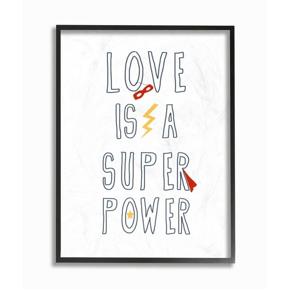 Stupell Love Is a Superpower Cape and Mask Framed Giclee Texturized Art 16 x 20