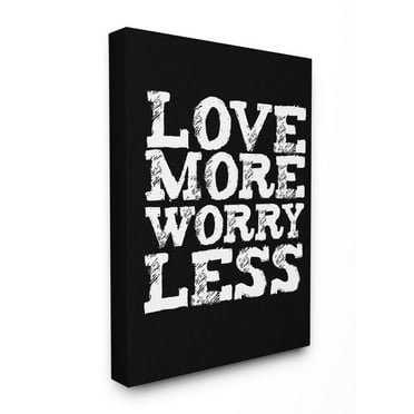 Stupell Love More Worry Less' Glam Rectangular Canvas Wall Art 24 x 30