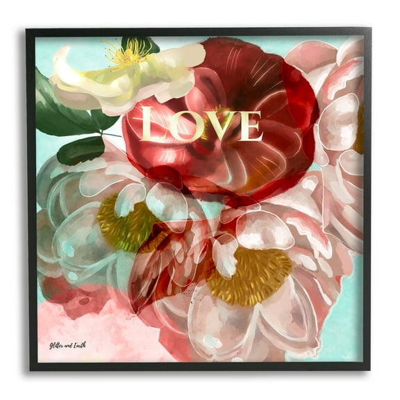 Stupell Love Romantic Blooming Peonies Botanical & Floral Painting Black Framed Art Print Wall Art