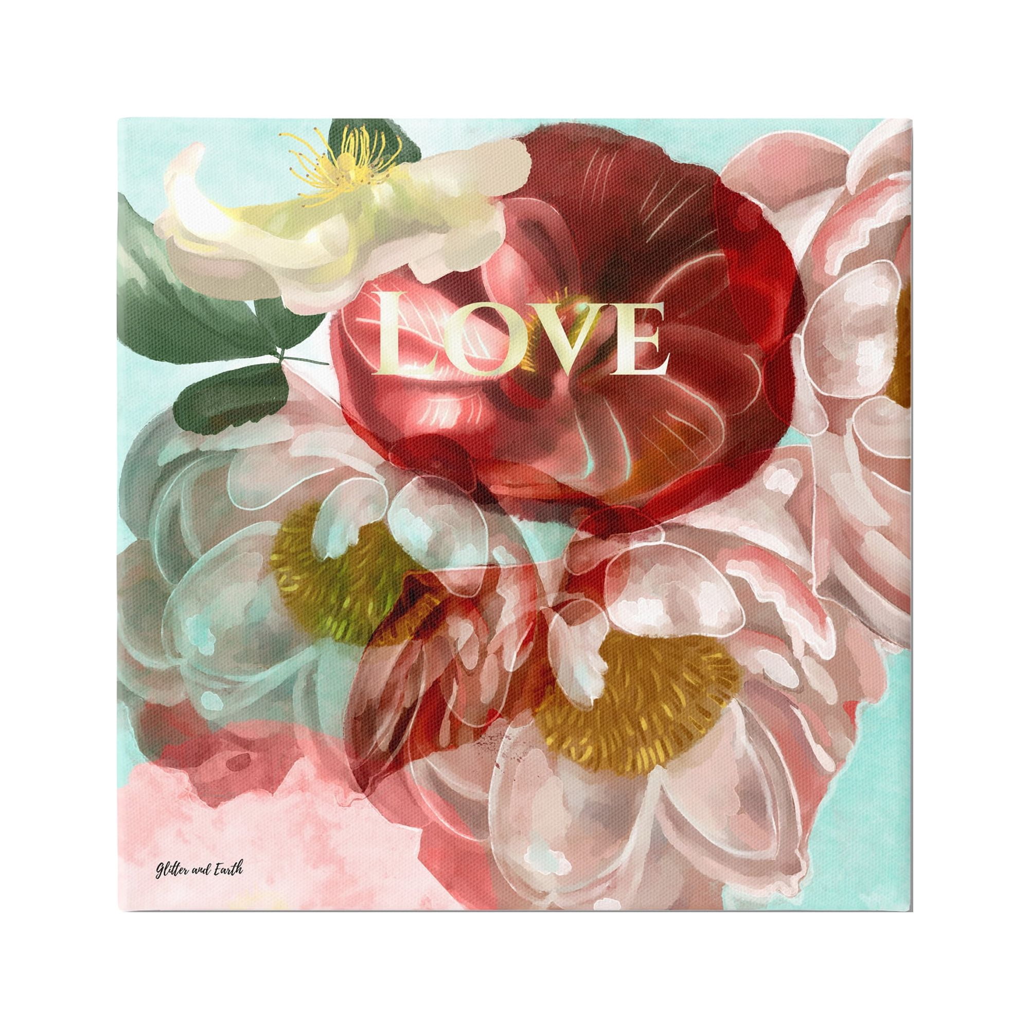 Stupell Love Romantic Blooming Peonies Botanical & Floral Painting Gallery Wrapped Canvas Print Wall Art