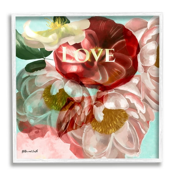 Stupell Love Romantic Blooming Peonies Botanical & Floral Painting White Framed Art Print Wall Art