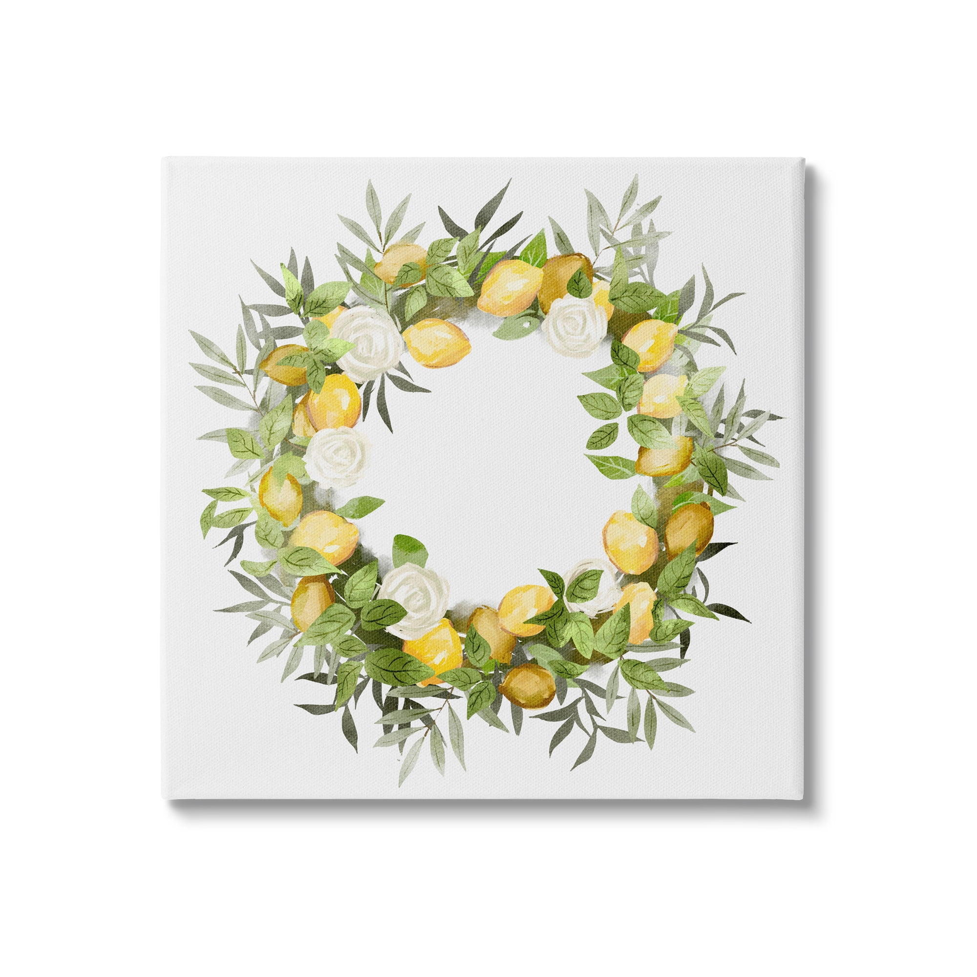 Lush Lemons Botanical Wreath Canvas Wall Art, 17" x 17"