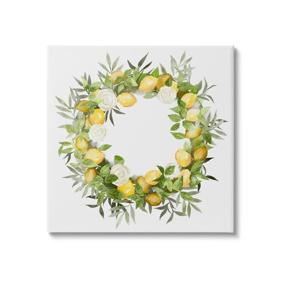 Stupell Lush Lemons Botanical Wreath Botanical & Floral Painting Gallery Wrapped Canvas Print Wall Art