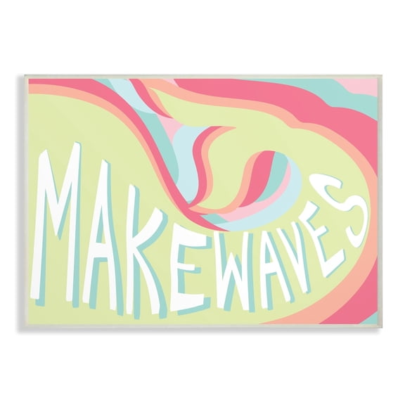Stupell Make Waves Groovy Mermaid Typography, Wall Plaque, 10 x 0.5 x 15, A 10 x 15