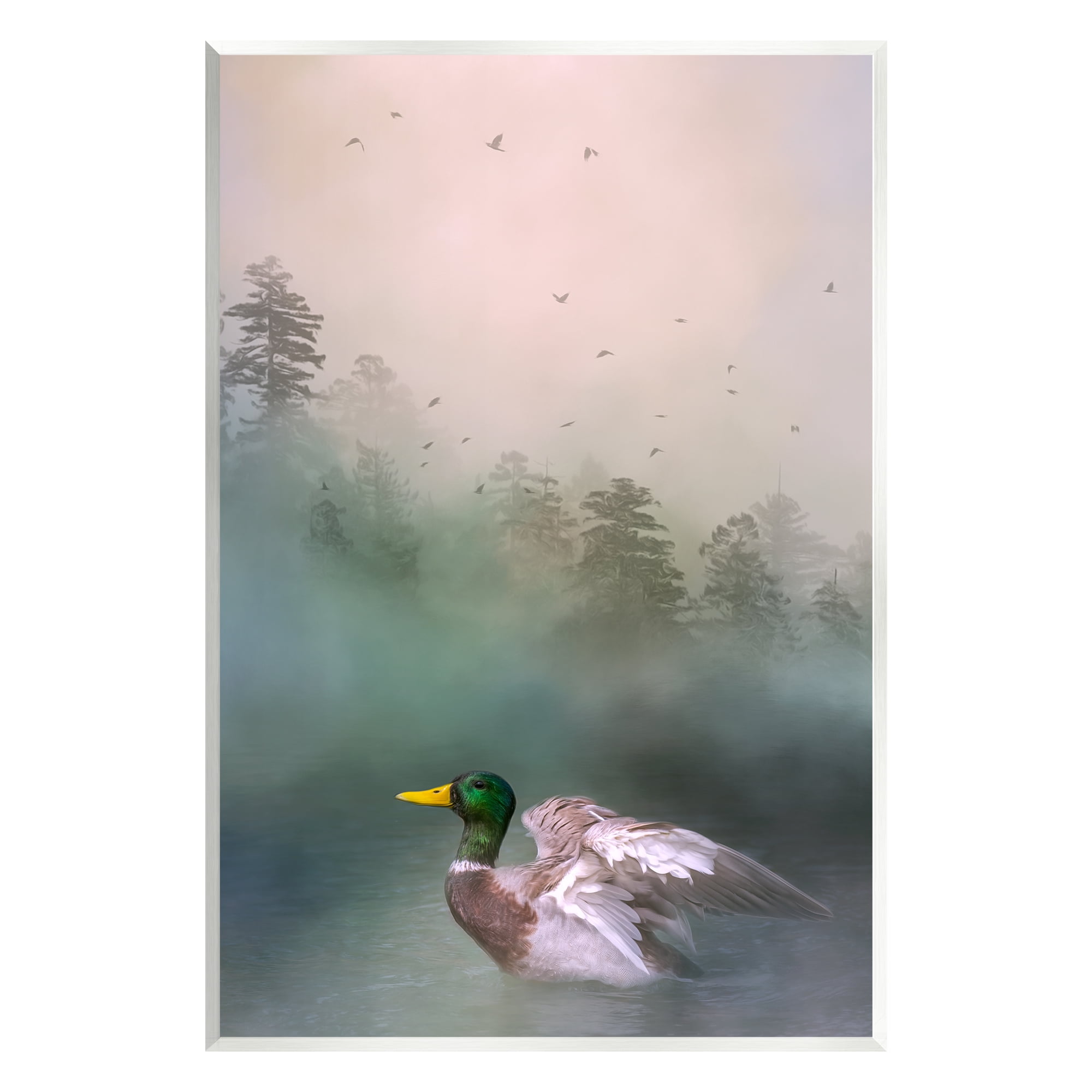 Stupell Mallard Duck Swimming Woodland Lake Animals & Insects Photography Wall Plaque Unframed Art Print Wall Art