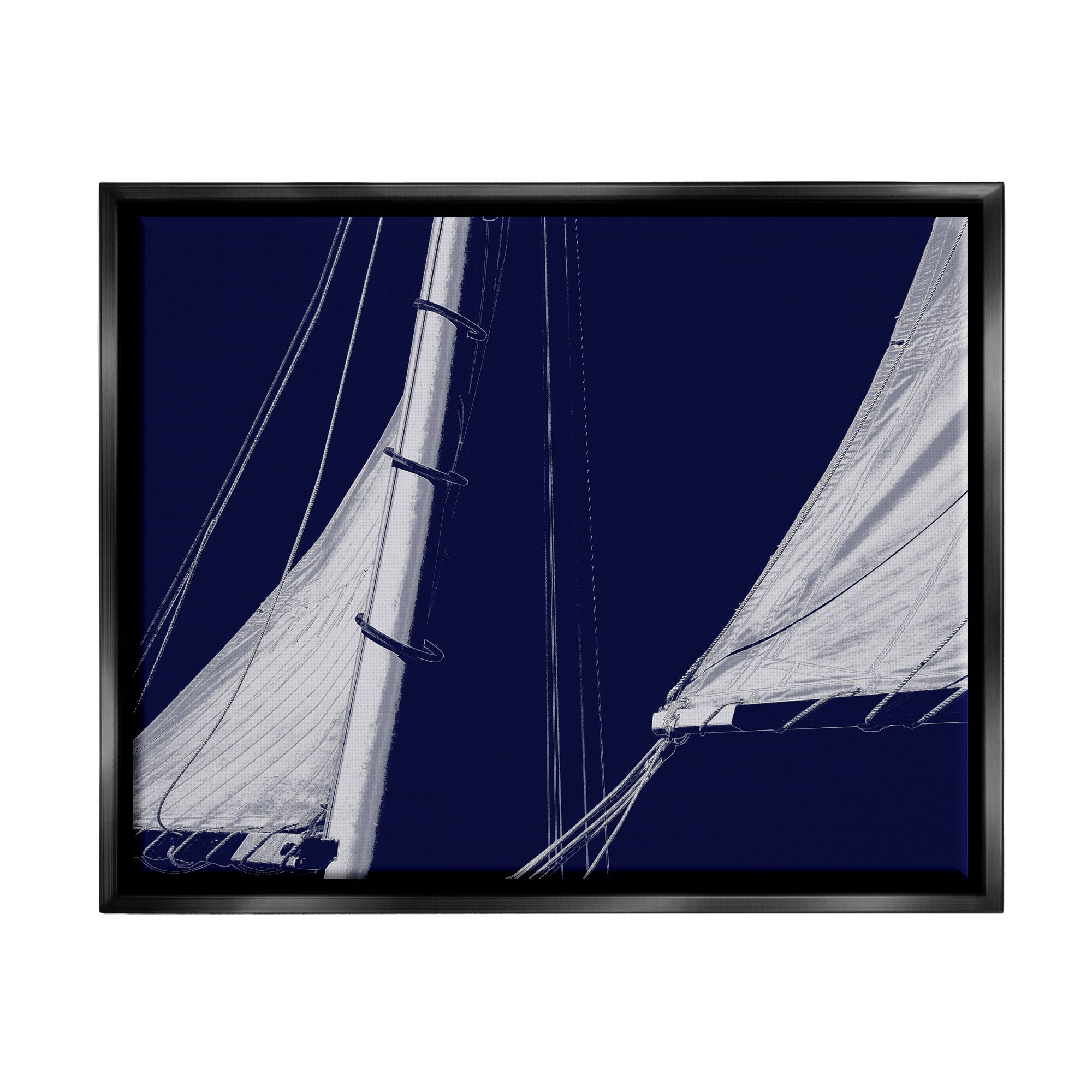 Stupell Marine Mast Sails Watercraft Boat Landscape Photography Black Floater Framed Art Print Wall Art