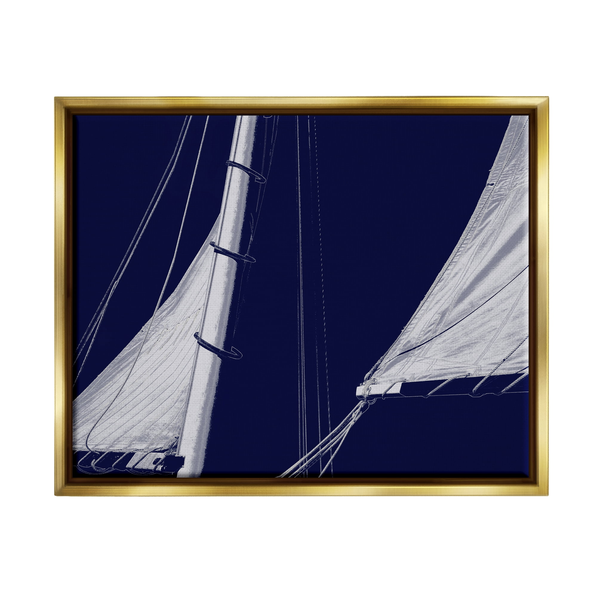 Stupell Marine Mast Sails Watercraft Boat Landscape Photography Gold Floater Framed Art Print Wall Art