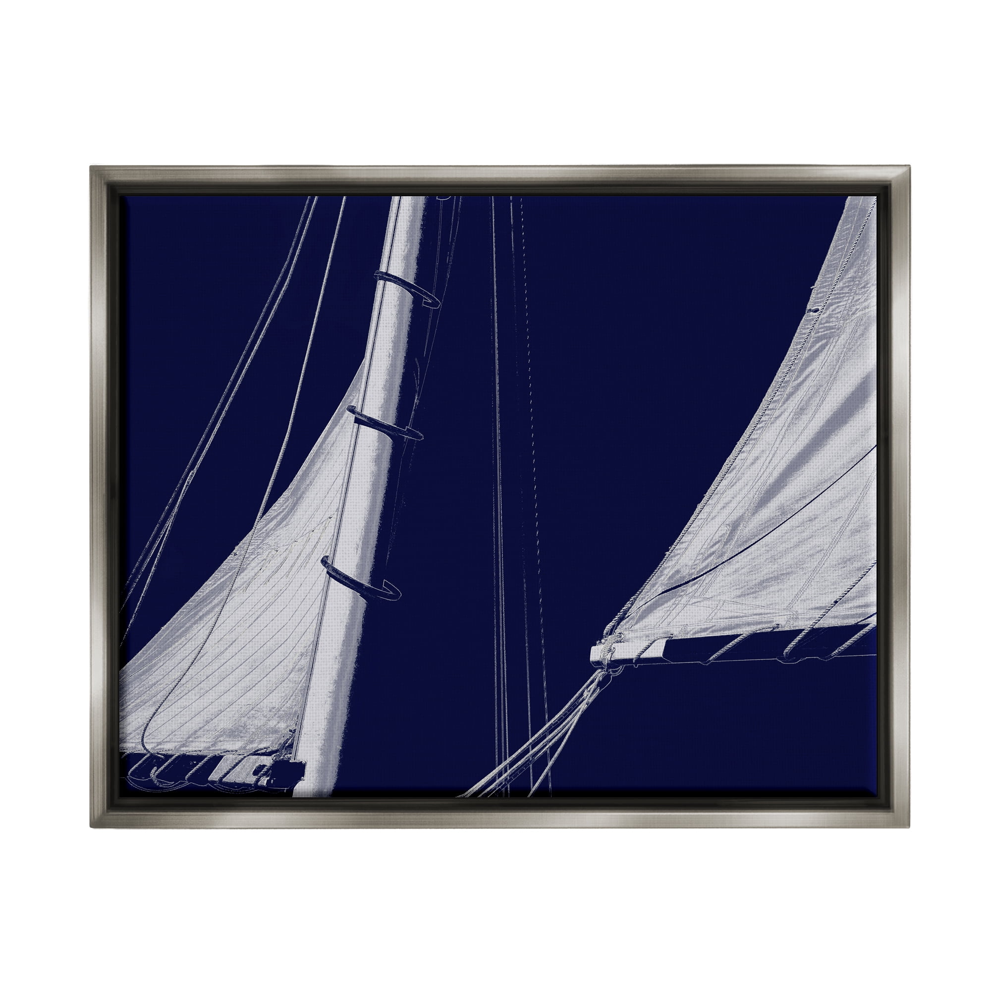 Stupell Marine Mast Sails Watercraft Boat Landscape Photography Gray Floater Framed Art Print Wall Art