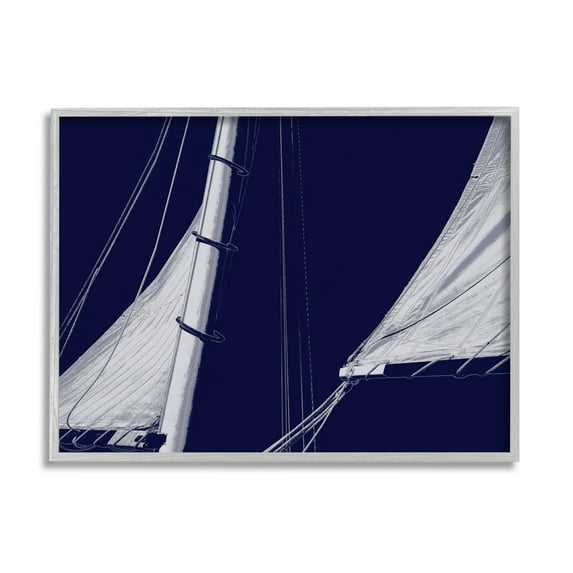 Stupell Marine Mast Sails Watercraft Boat Landscape Photography Gray Framed Art Print Wall Art