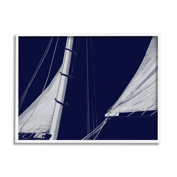 Stupell Marine Mast Sails Watercraft Boat Landscape Photography White Framed Art Print Wall Art