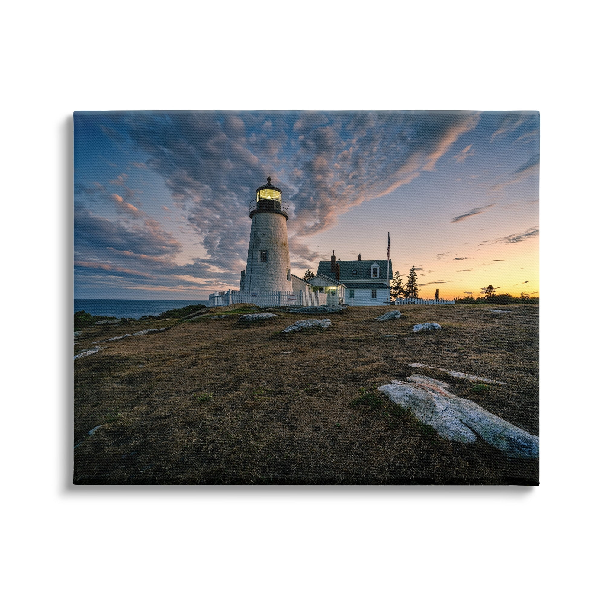 Stupell Maritime Lighthouse Clouds Landscape Landscape Photography Gallery Wrapped Canvas Print Wall Art