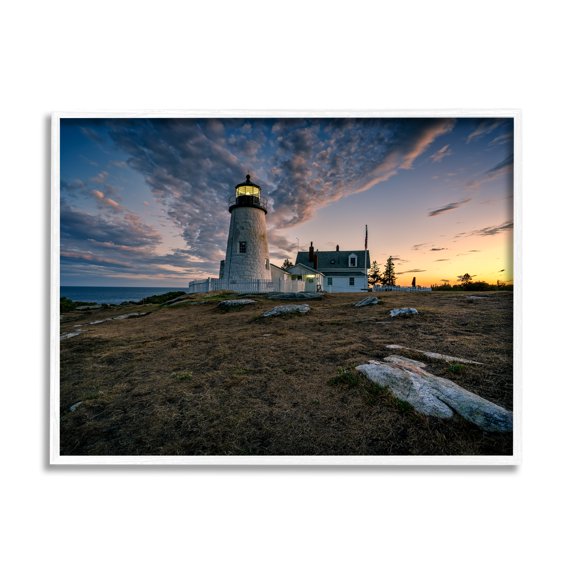 Stupell Maritime Lighthouse Clouds Landscape Landscape Photography White Framed Art Print Wall Art