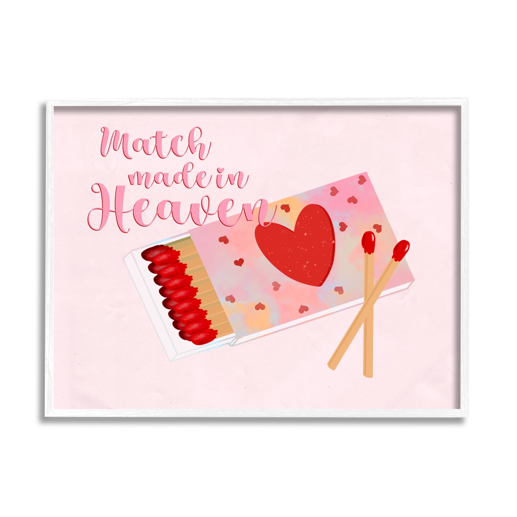 Stupell Match Made In Heaven Romantic Matchbook Holiday Painting White Framed Art Print Wall Art