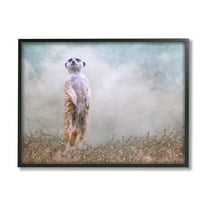 Stupell Meerkat Watching Prairie Nature Animals & Insects Photography Black Framed Art Print Wall Art