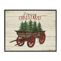 Stupell Merry Christmas Tree Wagon Framed Giclee Texture Art 16 x 20