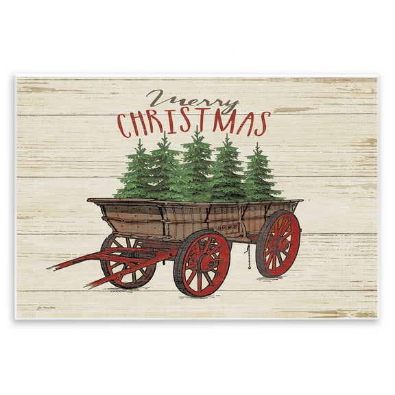 Stupell Merry Christmas Tree Wagon Wall Plaque Art 10 x 15