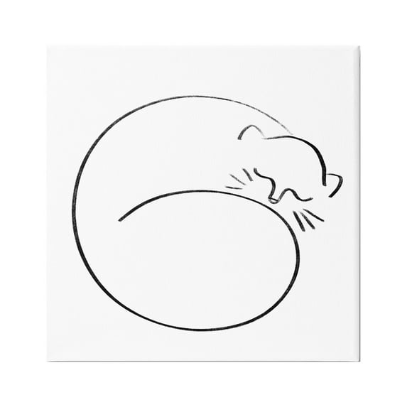 Stupell Minimal Cat Line Doodle Animals & Insects Painting Gallery Wrapped Canvas Print Wall Art