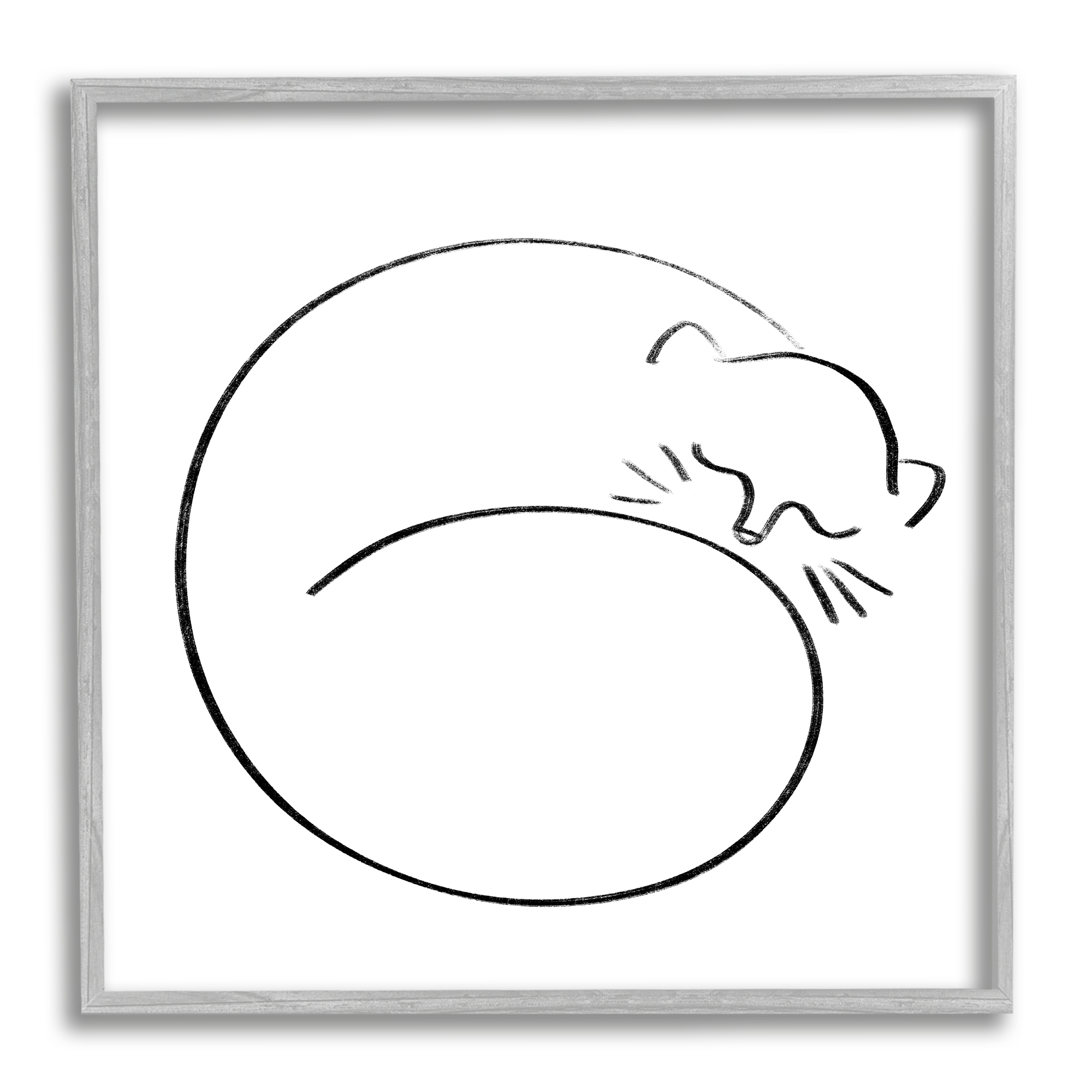 Stupell Minimal Cat Line Doodle Animals & Insects Painting Gray Framed Art Print Wall Art