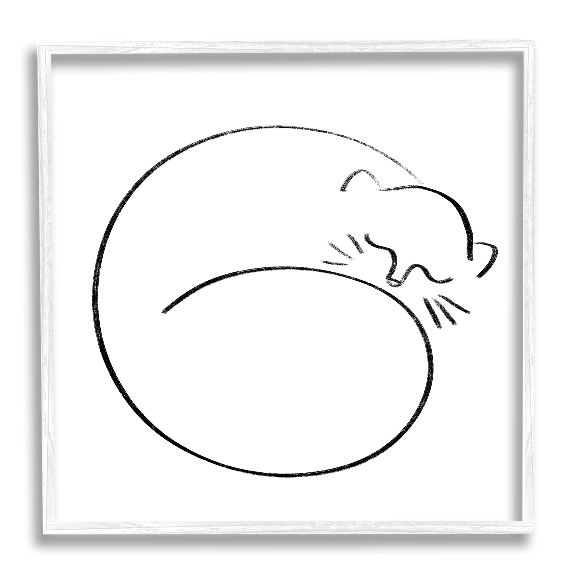 Stupell Minimal Cat Line Doodle Animals & Insects Painting White Framed Art Print Wall Art
