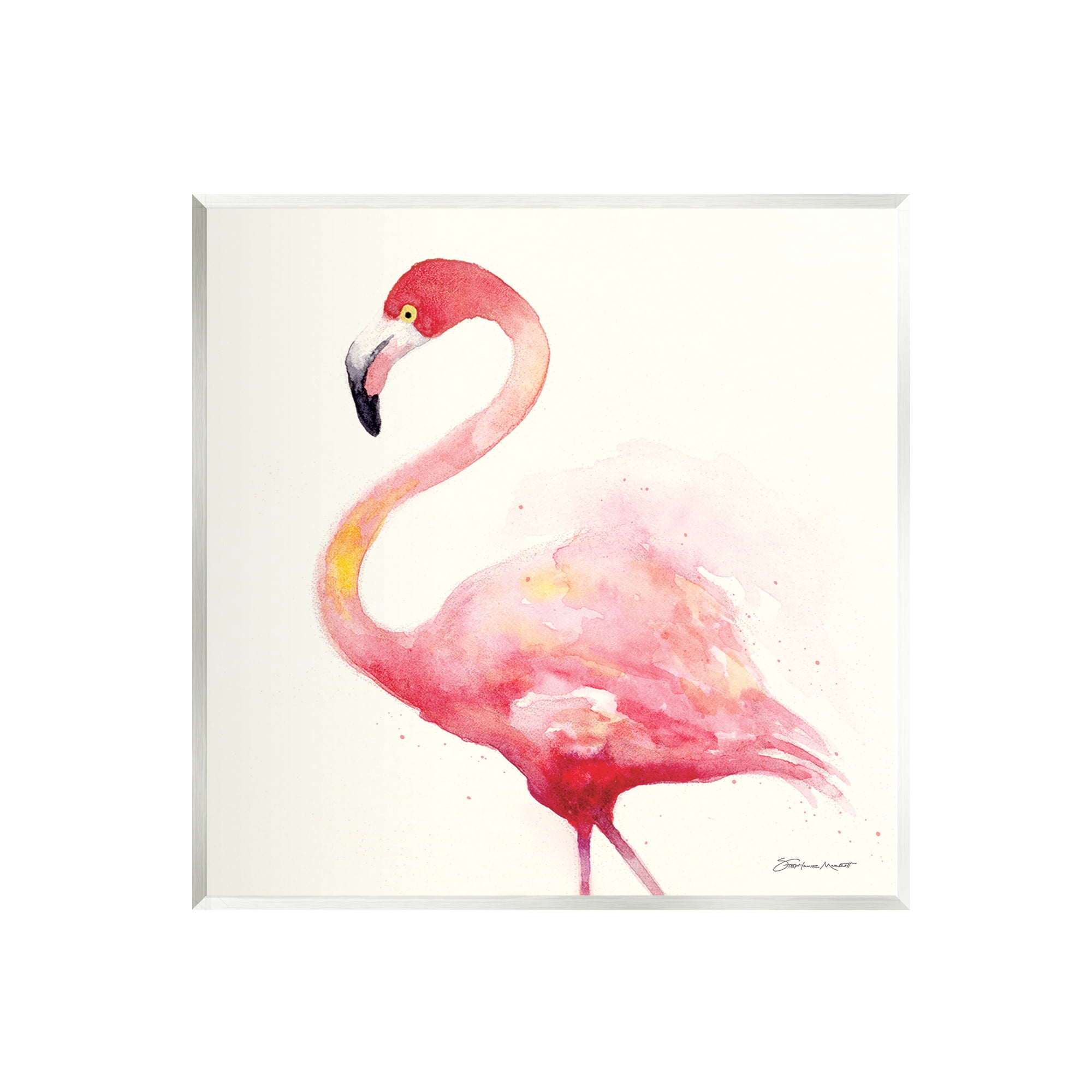 Stupell Minimal Flamingo Bird Watercolor Animals & Insects Painting Wall Plaque Unframed Art Print Wall Art