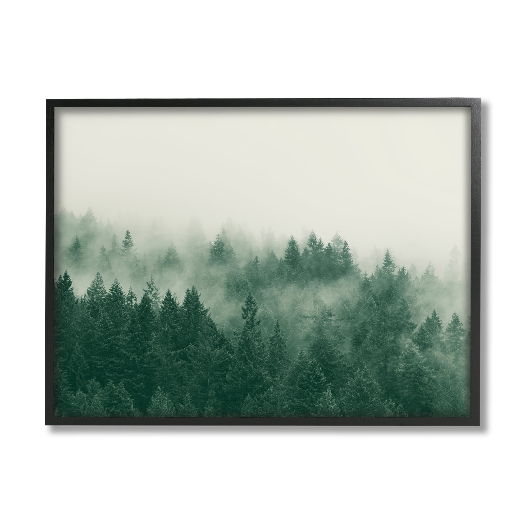 Stupell Misty Trees Woodland Forest Landscape Photography Black Framed Art Print Wall Art