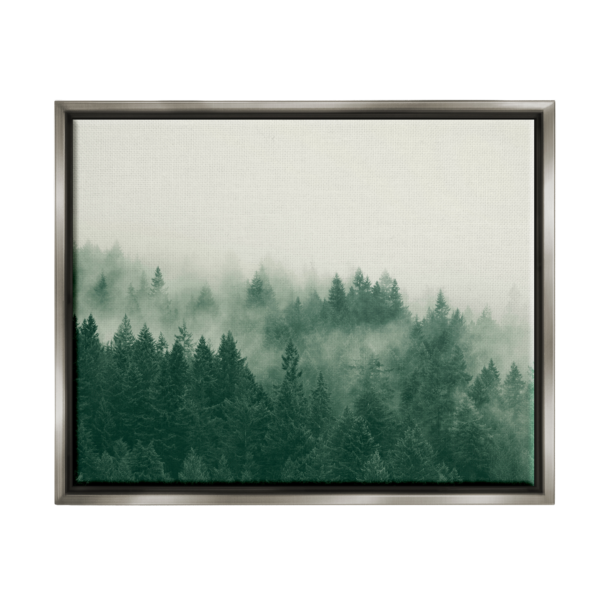 Stupell Misty Trees Woodland Forest Landscape Photography Gray Floater Framed Art Print Wall Art