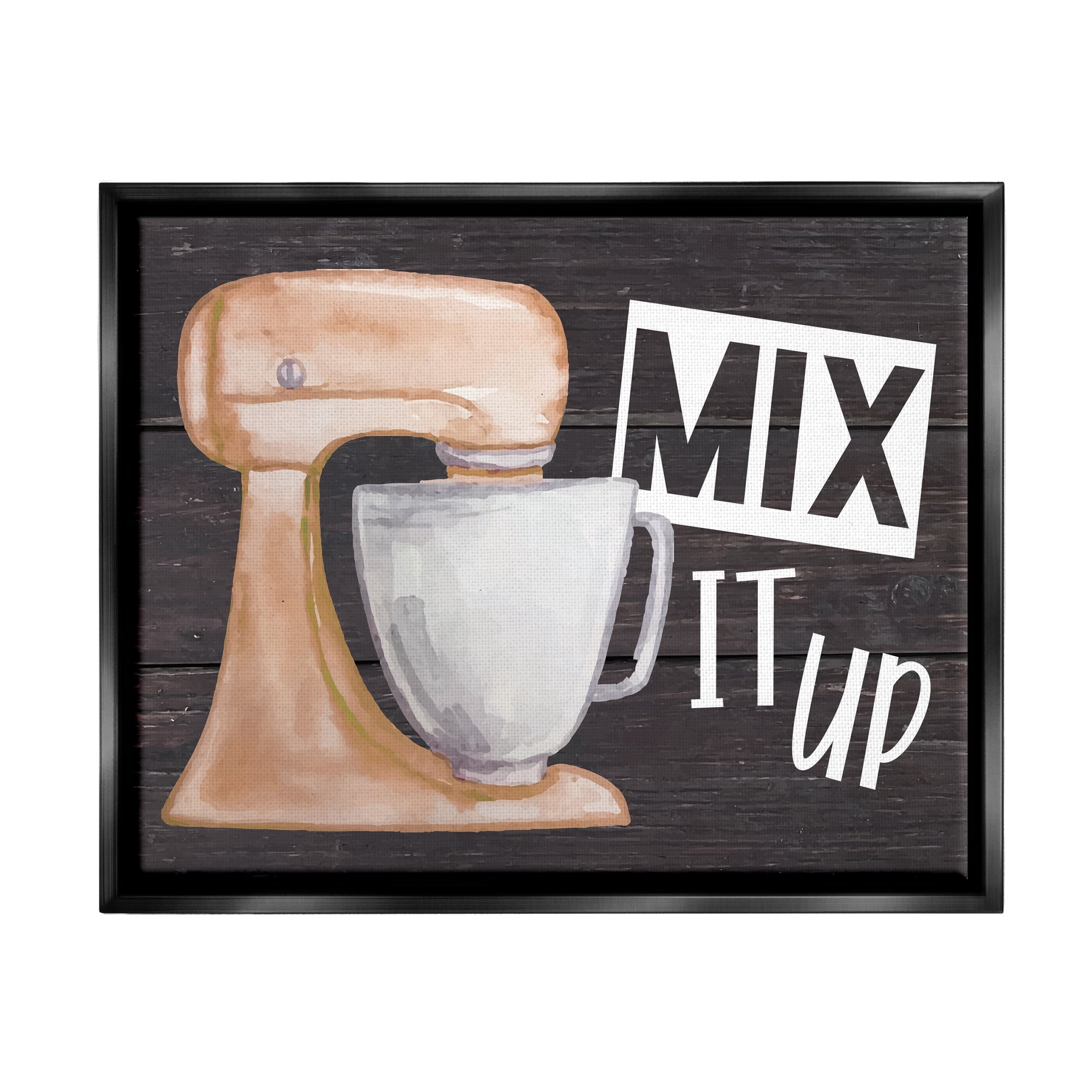 Stupell Mix It Up Kitchen Mixing Baking Food & Beverage Painting Black Floater Framed Art Print Wall Art