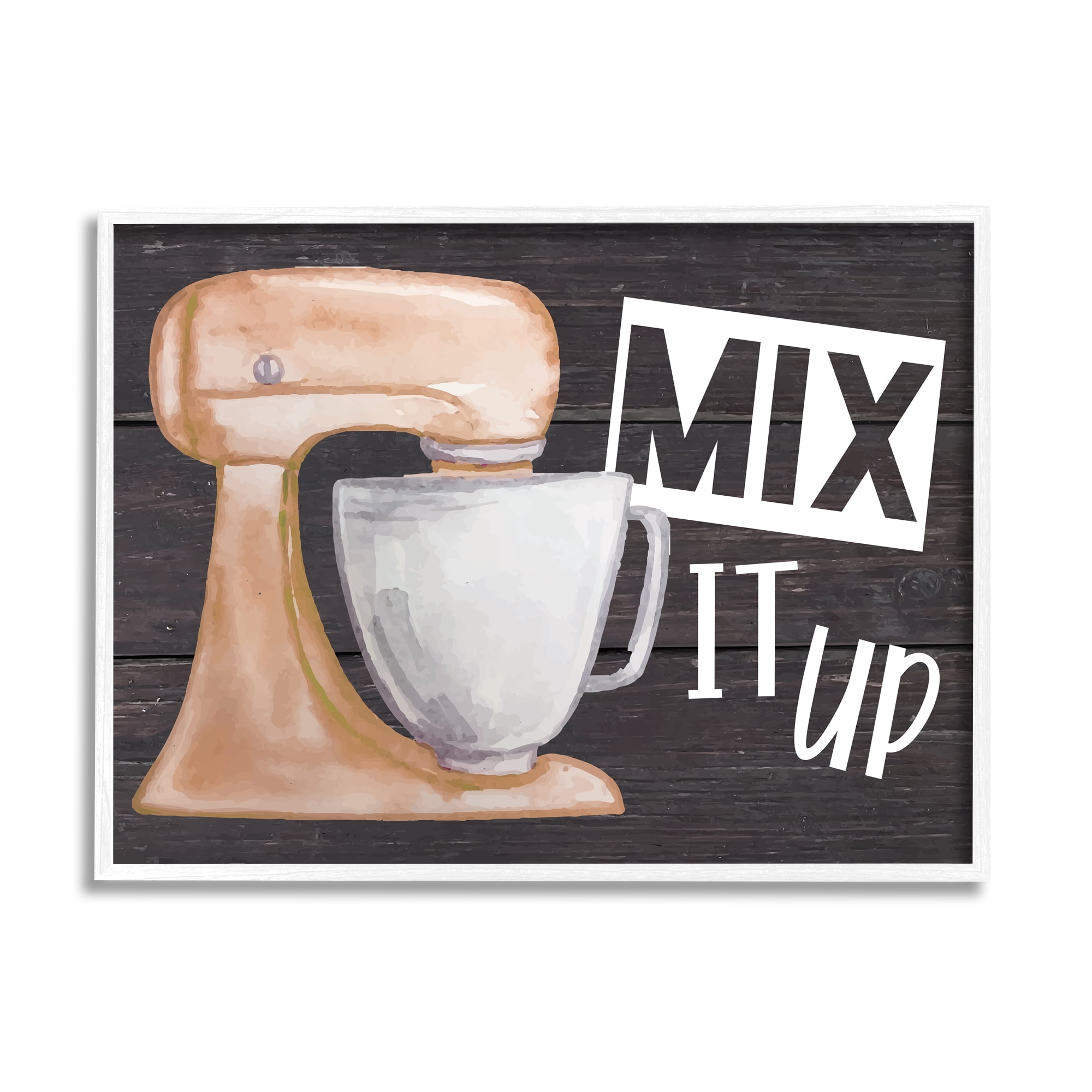 Stupell Mix It Up Kitchen Mixing Baking Food & Beverage Painting White Framed Art Print Wall Art